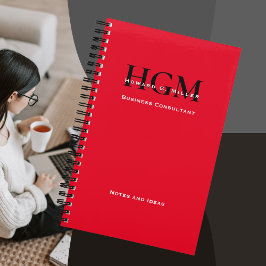 Business Moderne Simple Monogram Logo Red Black Notitieboek