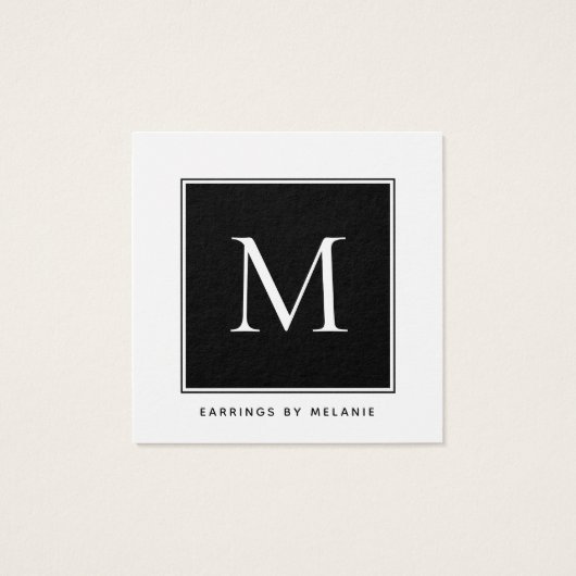 Business Monogram Earning Display Card Vierkante Visitekaartjes (Achterkant)