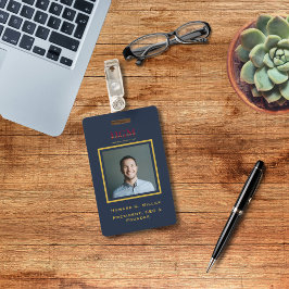 Business Monogram Logo Modern Navy Red Gold Foto Badge