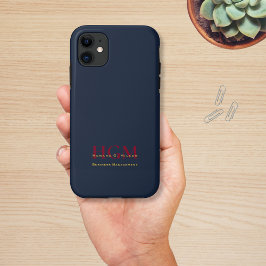 Business Monogram Logo Navy Burgundy Gold Case-Mate iPhone Case