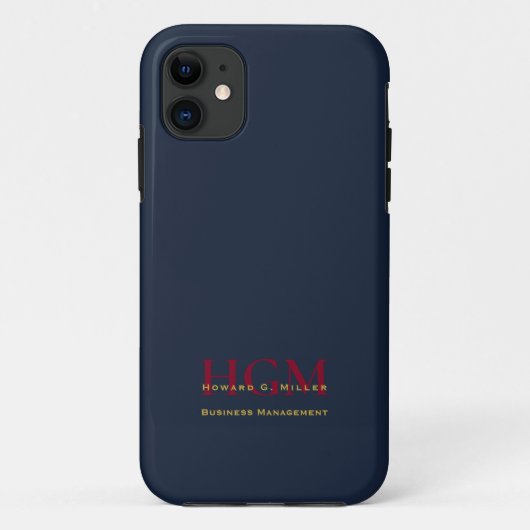 Business Monogram Logo Navy Burgundy Gold Case-Mate iPhone Case (Achterkant)