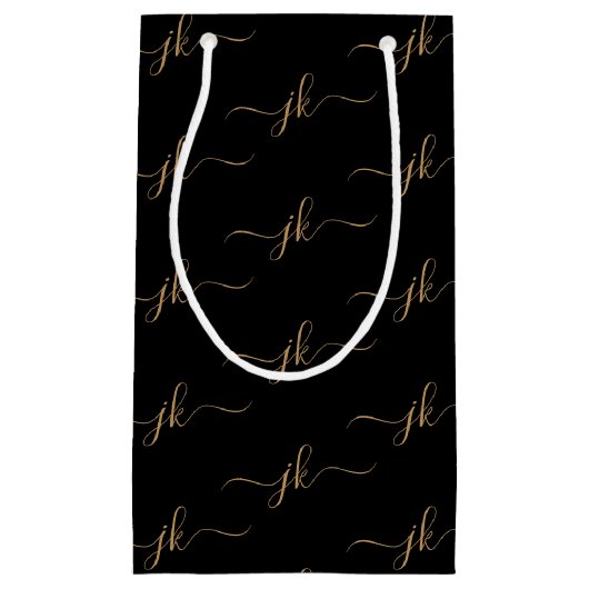 Business Monogram Script Logo Black Gold Klein Cadeauzakje (Voorkant)