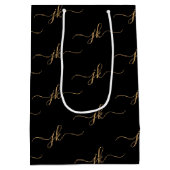 Business Monogram Script Logo Black Gold Medium Cadeauzakje (Achterkant)