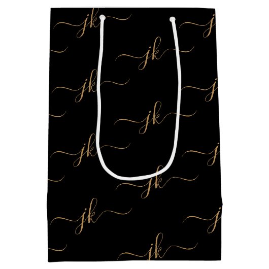 Business Monogram Script Logo Black Gold Medium Cadeauzakje (Achterkant)
