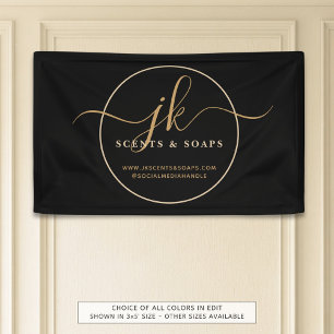 Business Monogram Script Logo Black Gold Spandoek