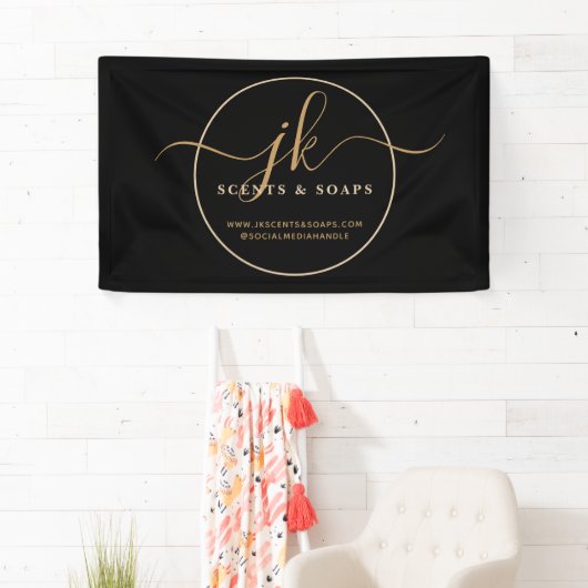 Business Monogram Script Logo Black Gold Spandoek (Insitu)