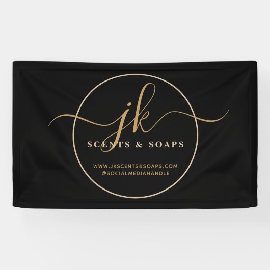 Business Monogram Script Logo Black Gold Spandoek (Horizontaal)