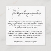 Business Monogram Script Logo Klant Bedankt Informatiekaartje (Achterkant)