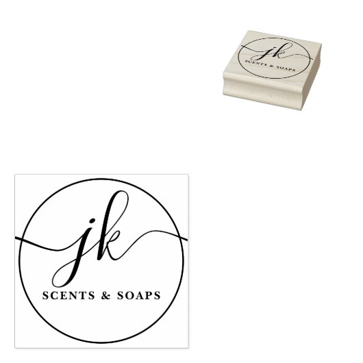 Business Monogram Script Logo-naam Rubberstempel (Gestempeld)