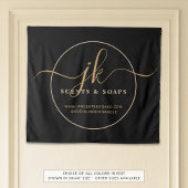 Business Monogram Script Logo Zwart Gouden Teken Wandkleed