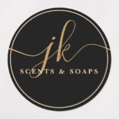 Business Monogram Script Logo Zwart Waterdicht Labels (Design 1)