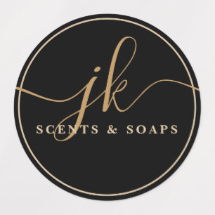 Business Monogram Script Logo Zwart Waterdicht Labels