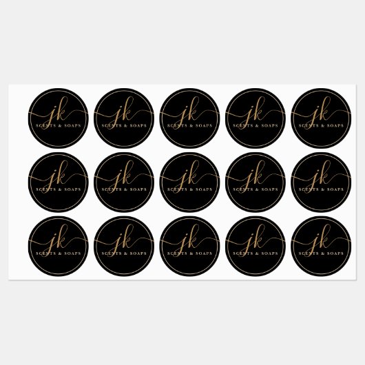 Business Monogram Script Logo Zwart Waterdicht Labels (Vel)