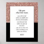 Business Motivation Roos Gold Glitter en Black Poster (Voorkant)
