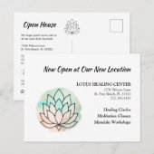 Business Moving Elegant Lotus New Address Aankondigingskaart (Voorkant / Achterkant)