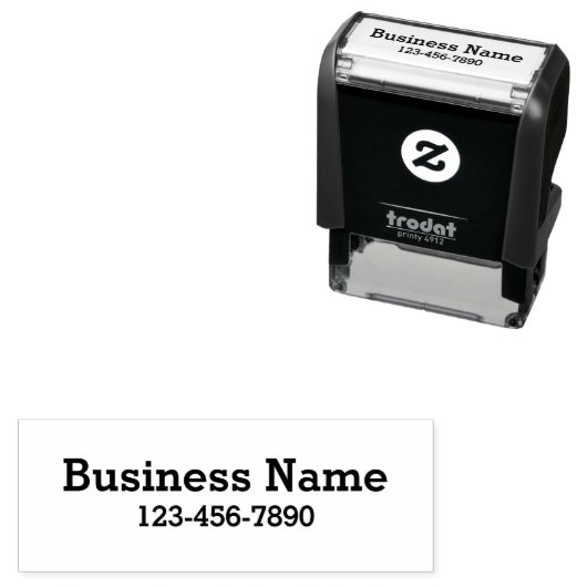 Business Name and Phone Number Bold Text Template Zelfinktende Stempel (In situ)
