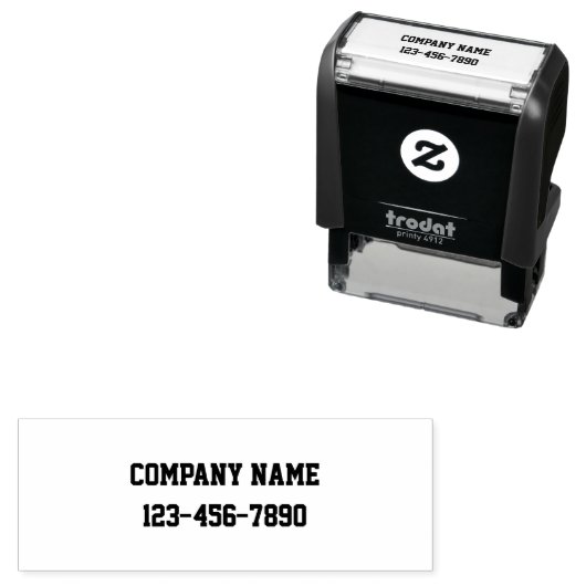 Business Name and Phone Number for Product Package Zelfinktende Stempel (In situ)