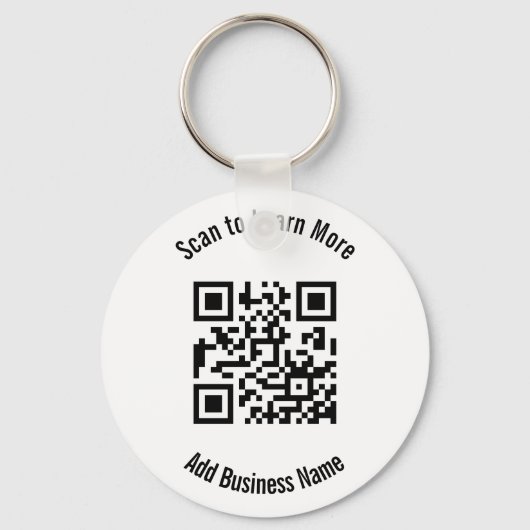 Business Name Black and White Scan QR Code Sleutelhanger (Achterkant)