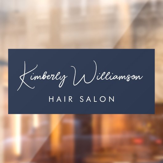 Business Name Chic Signature Script Blue Raamsticker (Vel 2)