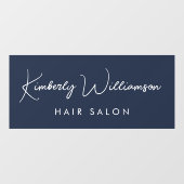 Business Name Chic Signature Script Blue Raamsticker (Vel)