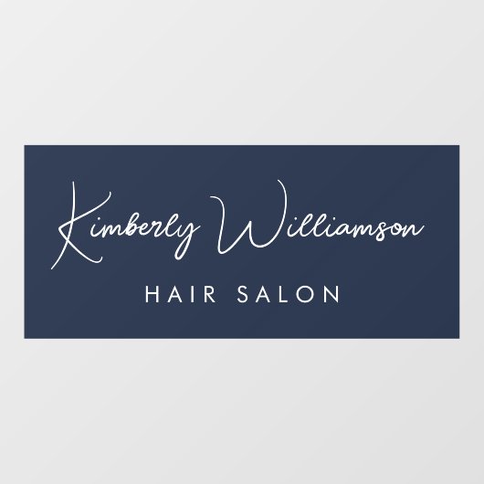 Business Name Chic Signature Script Blue Raamsticker (Vel)