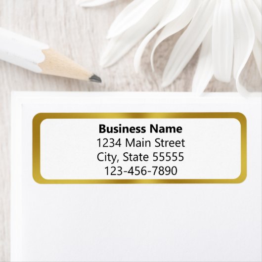 Business Name Gold and White Phone Return Address Etiket (Insitu)