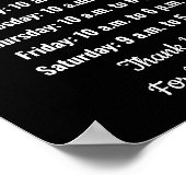 Business Name Hours Black and White Template Poster (Hoek)