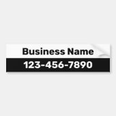 Business Name Phone Number Black and White Bumpersticker (Voorkant)