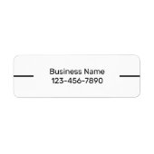Business Name Phone Number Black and White Etiket (Voorkant)