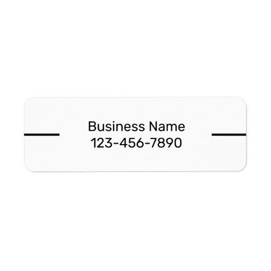 Business Name Phone Number Black and White Etiket (Voorkant)