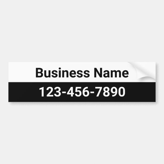 Business Name Phone Number Black White Promotional Bumpersticker (Voorkant)
