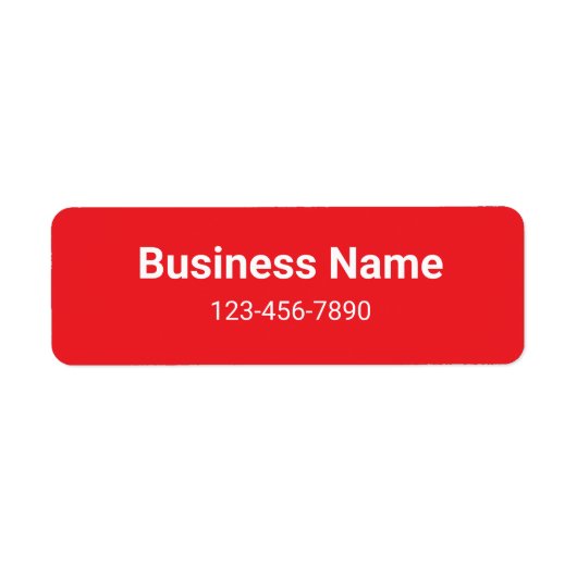 Business Name Phone Number Red White Product Label (Voorkant)