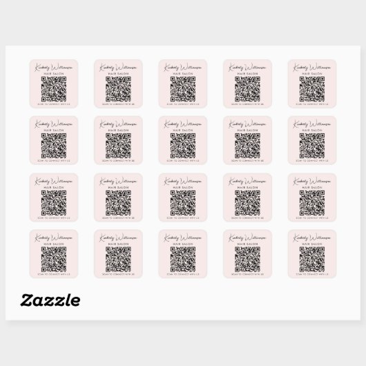 Business Name Signature Script QR Code Promotional Vierkante Sticker (Vel)