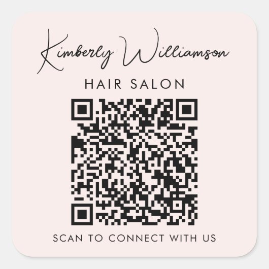 Business Name Signature Script QR Code Promotional Vierkante Sticker (Voorkant)
