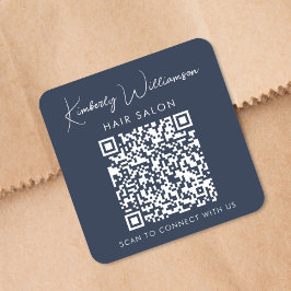 Business Name Signature Script QR Code Promotional Vierkante Sticker