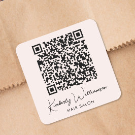 Business Name Signature Script QR Code Promotional Vierkante Sticker