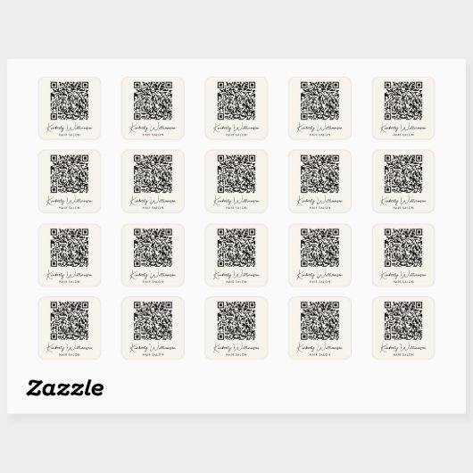 Business Name Signature Script QR Code Vierkante Sticker (Vel)