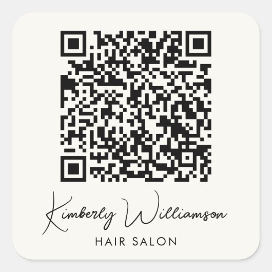 Business Name Signature Script QR Code Vierkante Sticker (Voorkant)