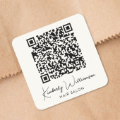 Business Name Signature Script QR Code Vierkante Sticker