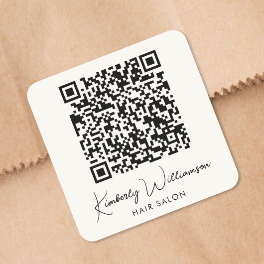 Business Name Signature Script QR Code Vierkante Sticker
