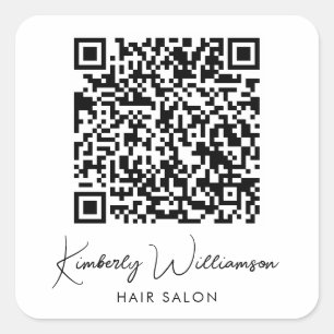 Business Name Signature Script QR Code Vierkante Sticker