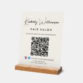 Business Name Stylish Signature Script QR Code Acryl Bord (Hoek)