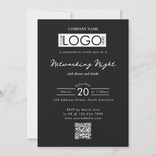Business Networking Dinner Event Logo QR Code Kaart (Voorkant)