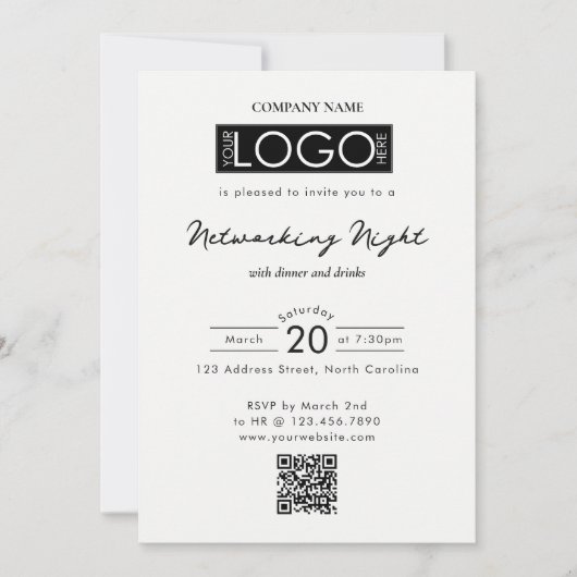 Business Networking Dinner Event Logo QR Code Kaart (Voorkant)
