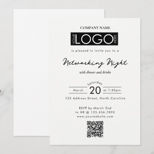 Business Networking Dinner Event Logo QR Code Kaart (Voorkant / Achterkant)