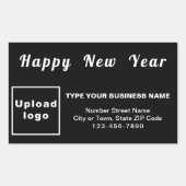 Business New Year Black Rectangle Sticker (Voorkant)