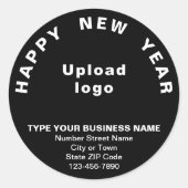 Business New Year Black Round Sticker (Voorkant)
