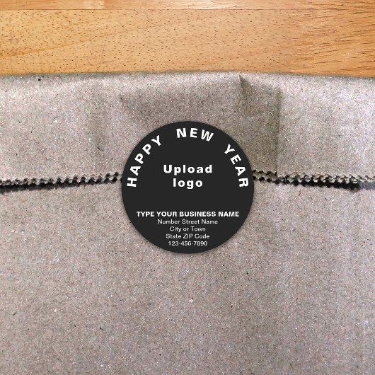 Business New Year Black Round Sticker