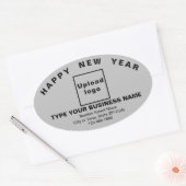 Business New Year Grey Oval Sticker (Envelop)