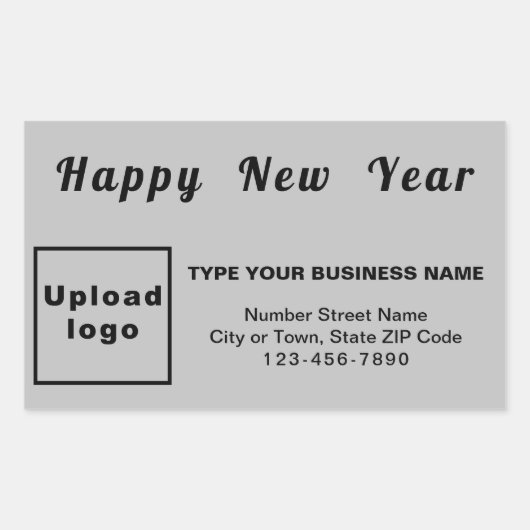 Business New Year Grey Rectangle Sticker (Voorkant)
